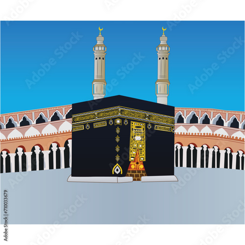 Eid Mubarak design with Kaaba vector