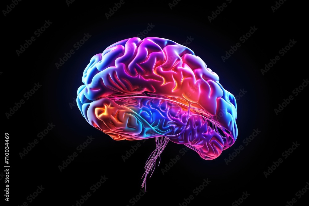 Neural intricacies: Axon collaterals extend neural reach in the brain, fostering integration. Neuronal firing, regeneration, neural excitotoxicity. Colorful vivid neuronal brain neurons synchrony