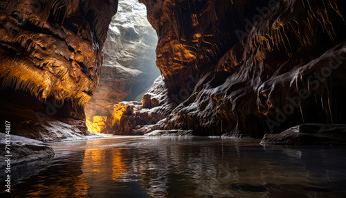 Beautiful Scenic Landscape with Rock Formation and Neel River in Nature photo