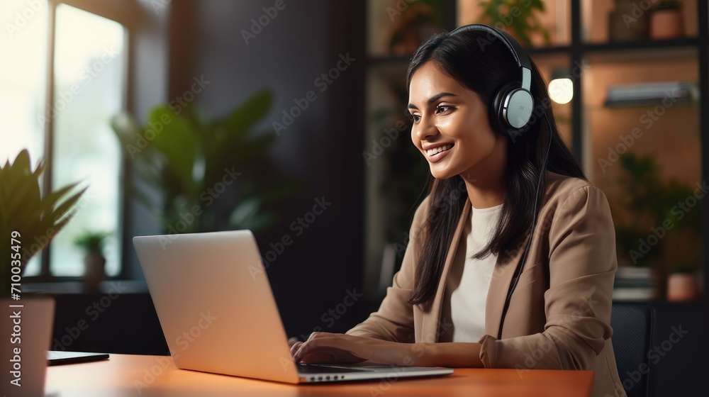Girl working online at the computer Girl working online at the computer