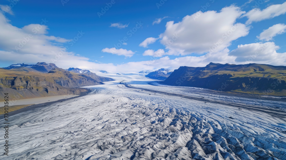 Vast Glacier Landscape under Blue Skies