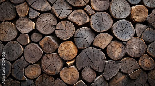 Rustic Charm  Cross-Section of Wooden Logs Background
