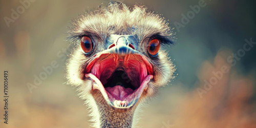 Curious Ostrich Close-Up with a Humorous Expression