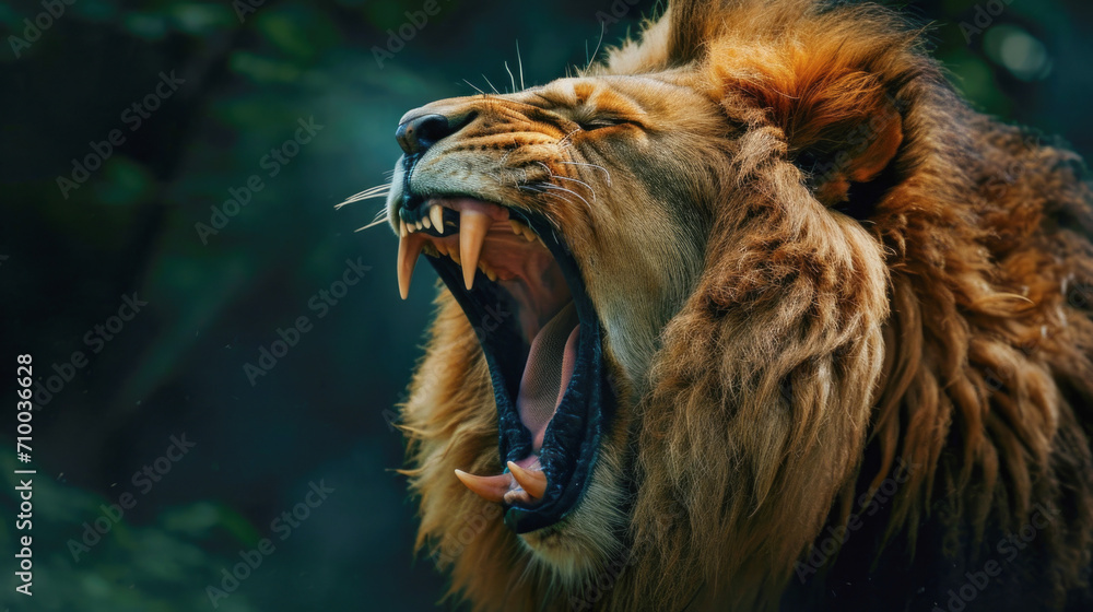 Majestic Roaring Lion with a Vibrant Mane