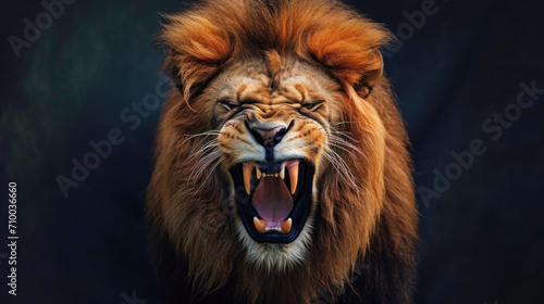 Majestic Roaring Lion with a Vibrant Mane