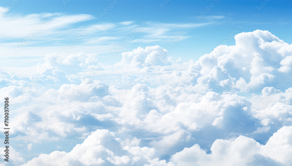 Tranquil Blue Sky with Fluffy Clouds and Vibrant Sunlight Tranquil Blue Sky with Fluffy Clouds and Vibrant Sunlight