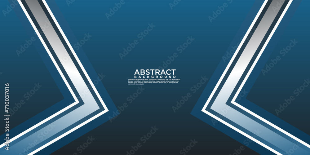 Geometric blue abstract background with arrow metal lines, overlapping layers on dark space with light effect decoration. Modern graphic design template element for poster, flyer, brochure or banner Geometric blue abstract background with arrow metal lines, overlapping layers on dark space with light effect decoration. Modern graphic design template element for poster, flyer, brochure or banner