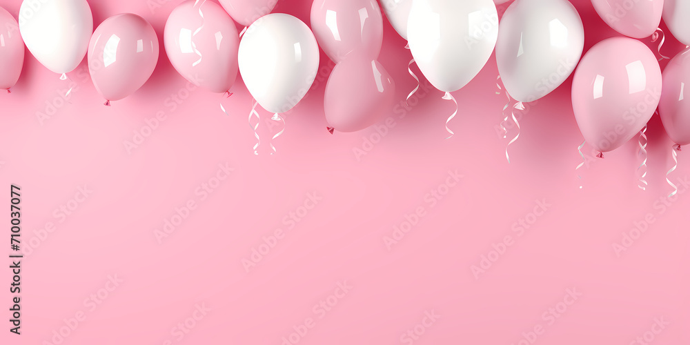 Pink and white balloons composition background - Valentines day design banner Pink and white balloons composition background - Valentines day design banner