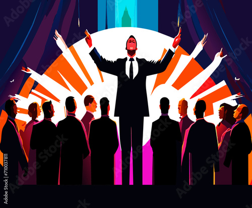 A choir conductor in dynamic motion. vektor icon illustation