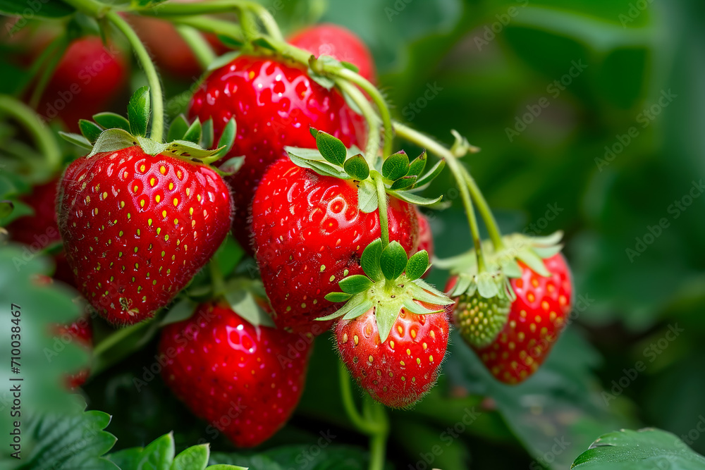 handful of sweet strawberries, with a few still on the vine handful of sweet strawberries, with a few still on the vine