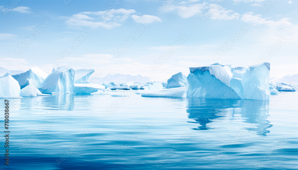 Tranquil Beauty Frozen Glacier Reflecting in Blue Sea