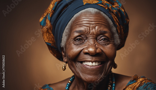 portrait of a senior old black african american woman close-up , elderly woman, grandmother portrait