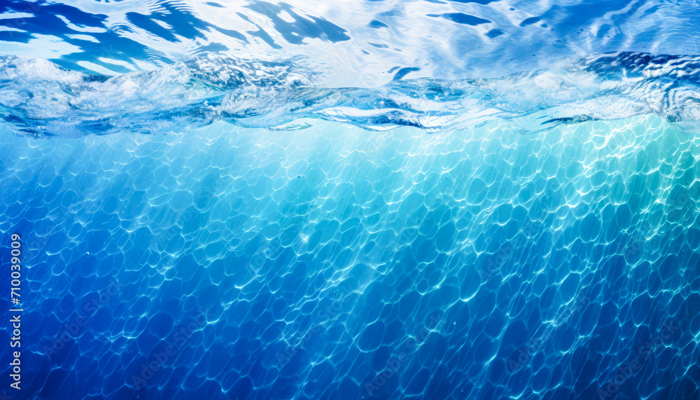 Underwater in Azure Blue Water background texture
