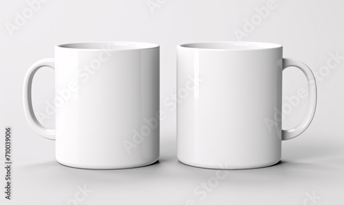 two single white mug on white background with white background vector, wide angle lens