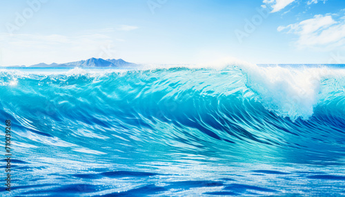 Fluid Motion Serene Azure Ocean Waves for Water Sports and Surfing