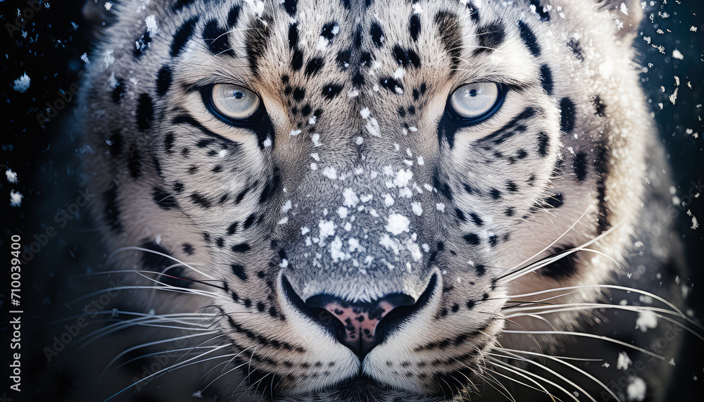 Close-up Portrait of a Leopard, a Wild Cat Species, Looking Directly at the Camera