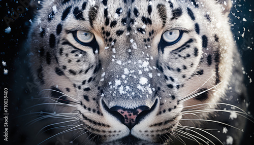 Close-up Portrait of a Leopard  a Wild Cat Species  Looking Directly at the Camera