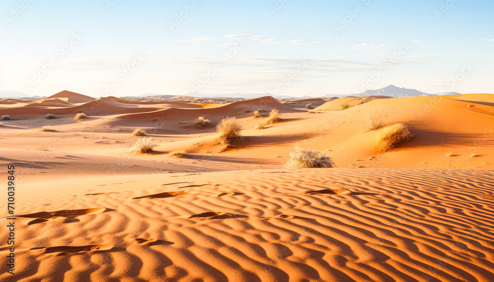 Tranquil Desert Landscape with Sand Dunes Under a Serene Sky