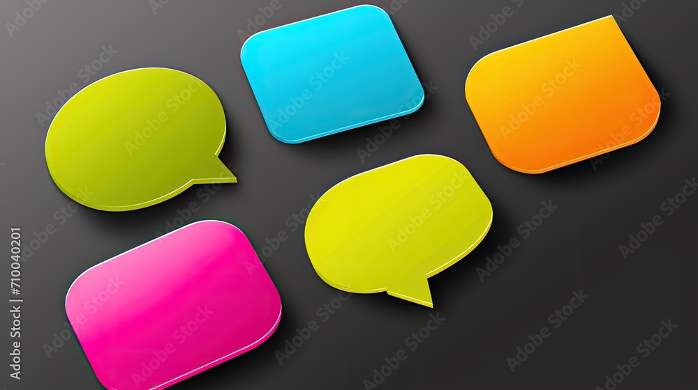 Set of colorful speech bubbles isolated on black background Set of colorful speech bubbles isolated on black background