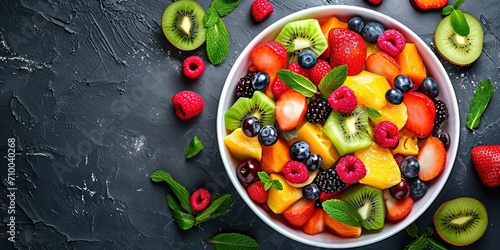 Fresh fruit salad,healthy food,combination of vitamins photo