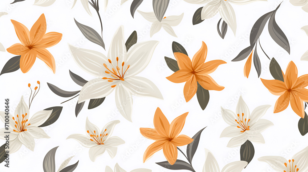 Illustrated lilies wallpaper pattern Illustrated lilies wallpaper pattern