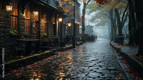 old street in the night, Landscape Photography of an Alley on a Foggy Day
