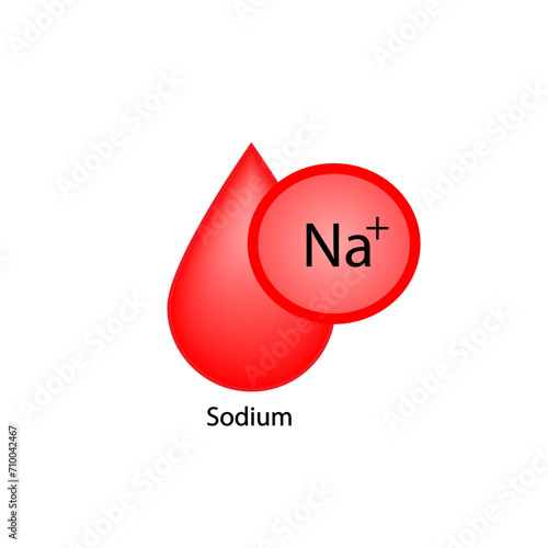 Sodium Na electrolyte. Icon isolated on white background. Hypernatremia and Hyponatremia. Sodium excess and deficit electrolyte disorders. Scientific design. Vector illustration.