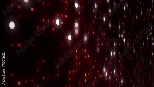 3D wall of animated blinking red led light dots, looping texture background design photo