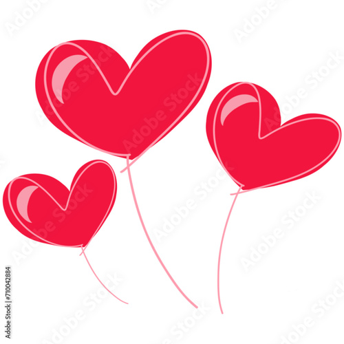 Heart-Shaped Balloons and Love Icons for a Valentine s Day Celebration  Heart icon.  Romantic clipart sign.  