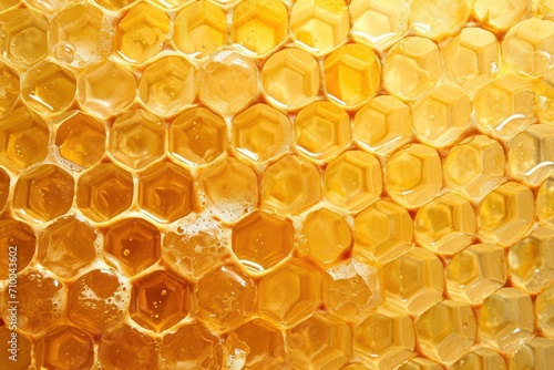 Natures Golden Symmetry, Mesmerizing Close-Up View of a Honeycomb