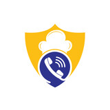 Phone chef vector logo design. Handset and chef hat icon design.
