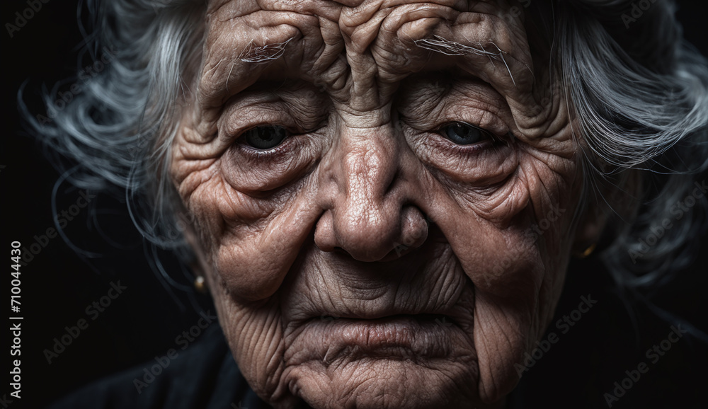 Portrait of sad very old woman , close-up senior woman , portrait of sad senior woman , wrinkles on the face Portrait of sad very old woman , close-up senior woman , portrait of sad senior woman , wrinkles on the face
