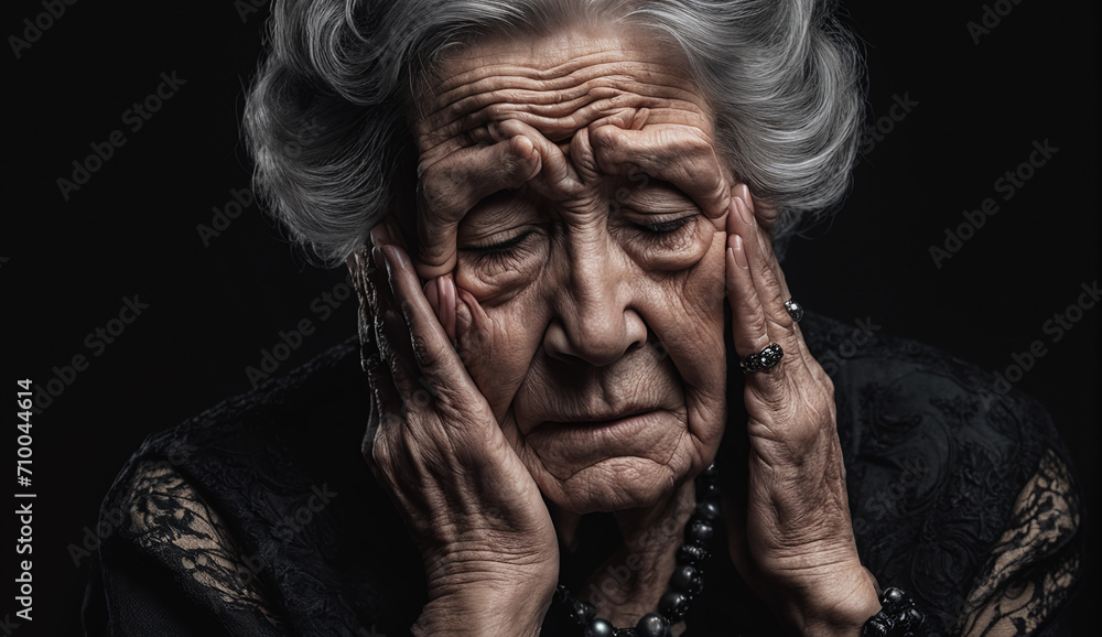 Portrait of sad very old woman , close-up senior woman , portrait of sad senior woman , wrinkles on the face Portrait of sad very old woman , close-up senior woman , portrait of sad senior woman , wrinkles on the face