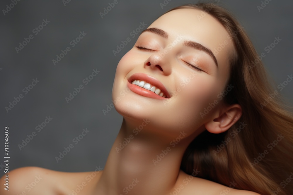Obraz premium Young woman enjoys Vitamin C for skin with orange