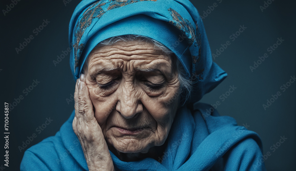 Portrait of sad very old woman , close-up senior woman , portrait of sad senior woman , wrinkles on the face Portrait of sad very old woman , close-up senior woman , portrait of sad senior woman , wrinkles on the face