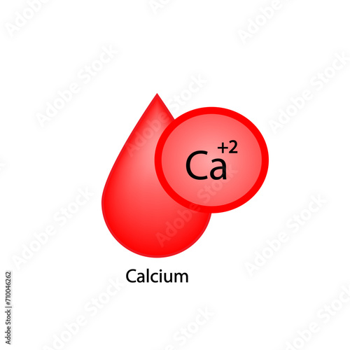 Calcium Ca electrolyte. Icon isolated on white background. Hypercalcemia and hypocalcemia. Calcium excess and deficit electrolyte disorders. Scientific design. Vector illustration.