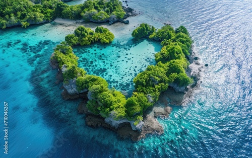 Amazing heart shaped paradise tropical island with crystal clear water. Travel destination © piai