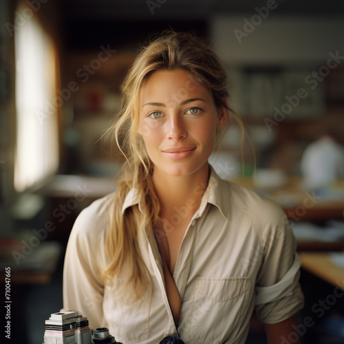 Portrait of a naturaly beautiful teacher. Hardworking female. photo