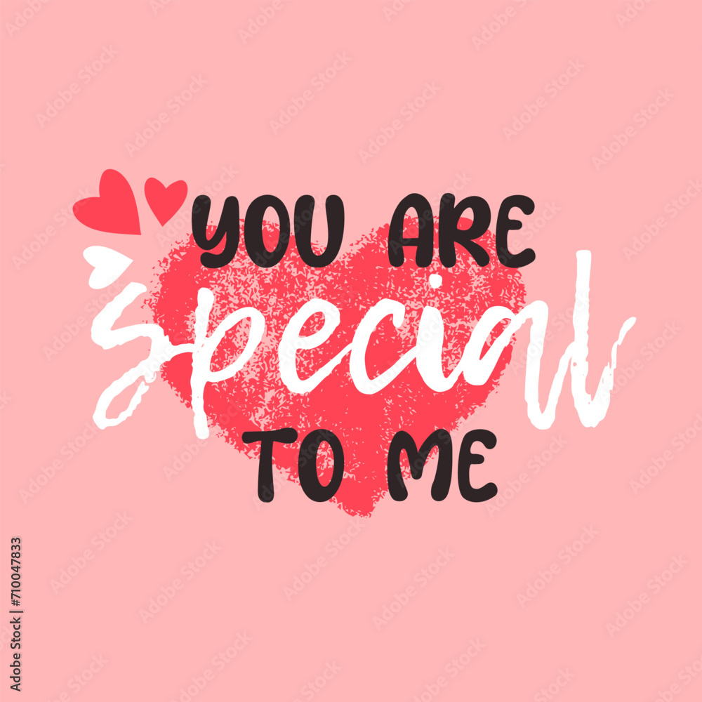 Valentine's day card with romantic phrase about love isolated on pink background. Vector Illustration - Vector