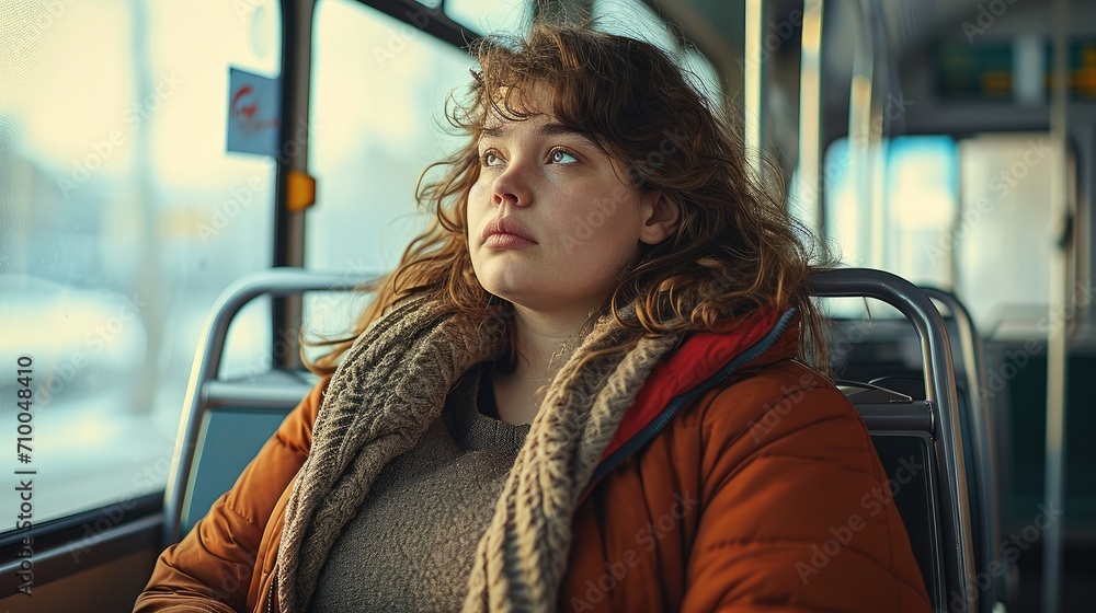 A very fat girl on bus. Generative AI. A very fat girl on bus. Generative AI.