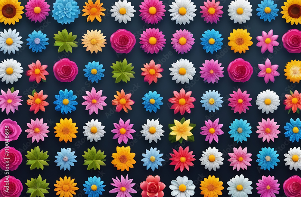 icons of small flowers on a uniform background