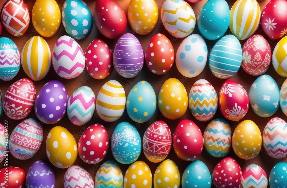 colorful Easter eggs on a wooden table colorful Easter eggs on a wooden table