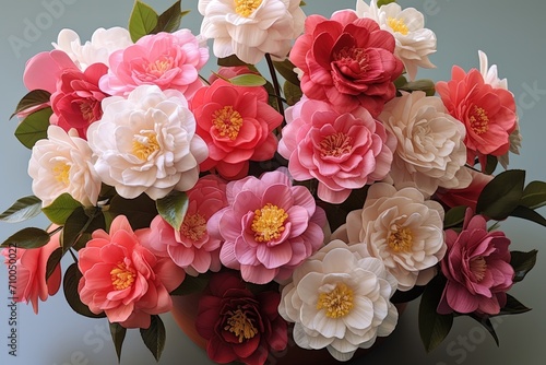 colorful camellia flowers bouquet background