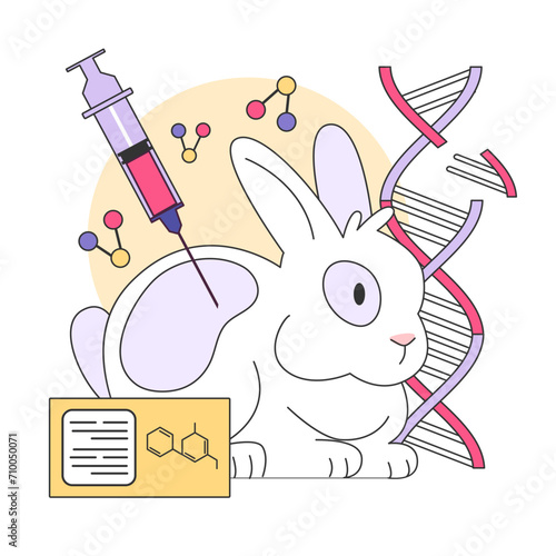 Medical research. Biotechnology, medicine and pharmacology development. Innovative technologies, clinical trials and tests. Flat vector illustration