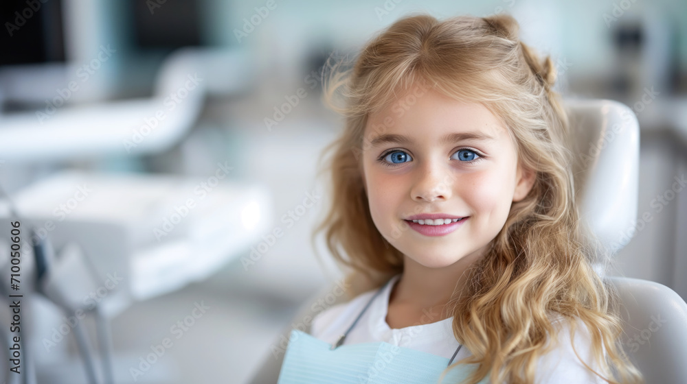 Happy child in the Dentists chair, modern Dentists room background Happy child in the Dentists chair, modern Dentists room background