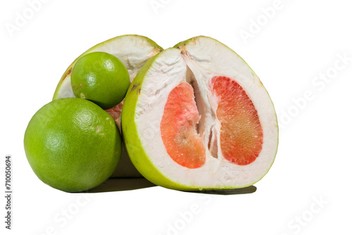 three sizes of Pomelo or shaddock Fruit, Bali lemon, or Chinese grapefruit in Isolation on a white background. clipping path.