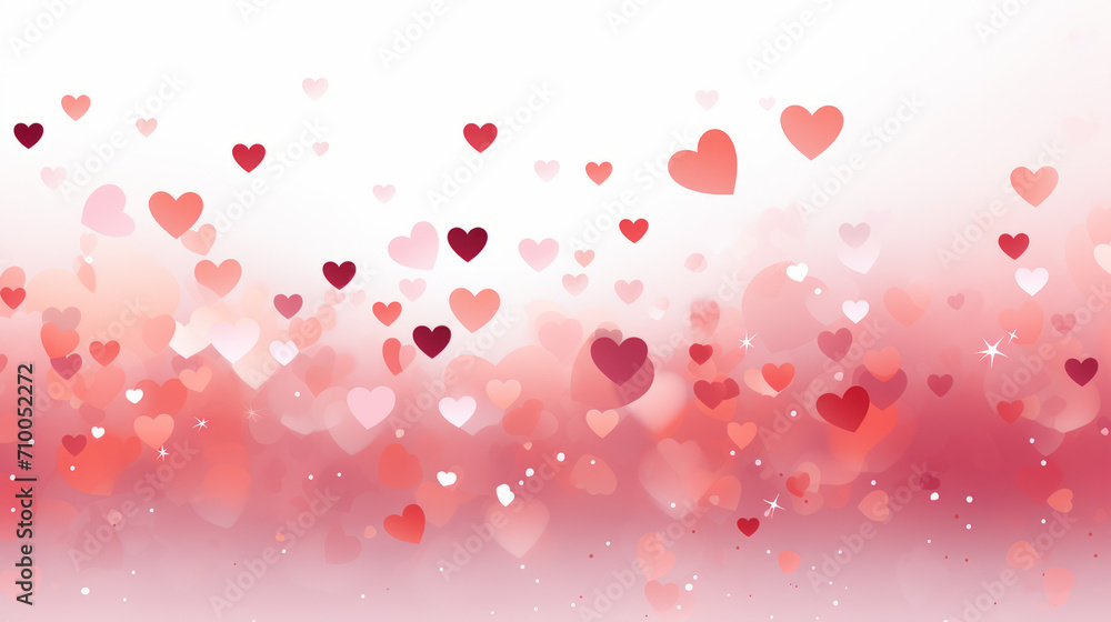 Abstract Gradient Red Mini Heart Shaped Particles on White Background in Graphic Style, Cute Valentine's Day Wallpaper