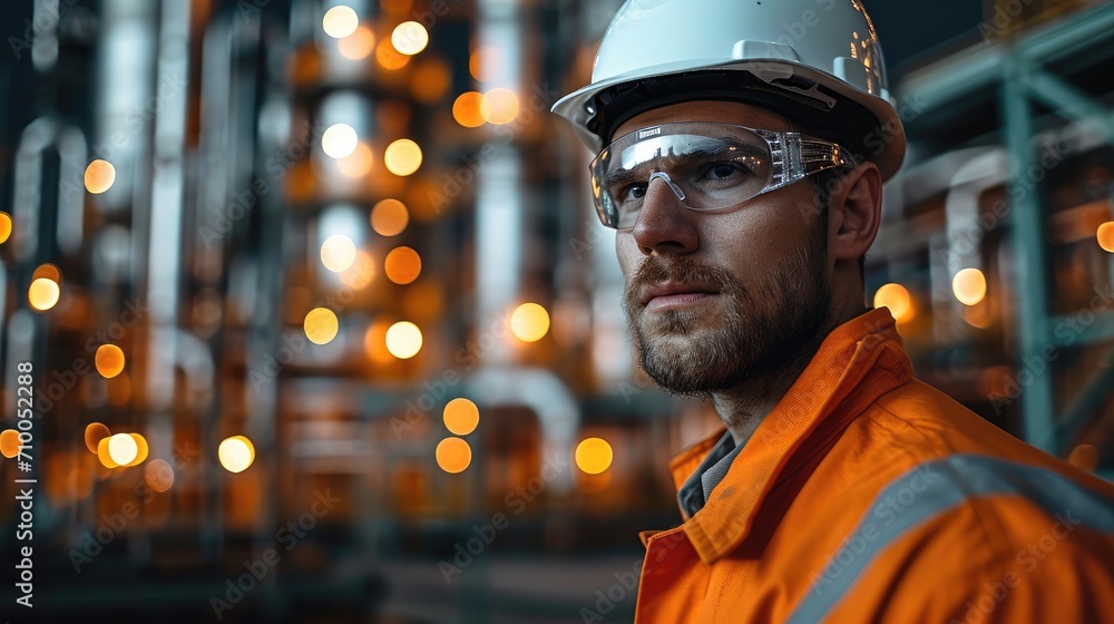 Petroleum oil refinery engineer worker in oil and gas industrial with personal safety equipment. Generative AI. Petroleum oil refinery engineer worker in oil and gas industrial with personal safety equipment. Generative AI.