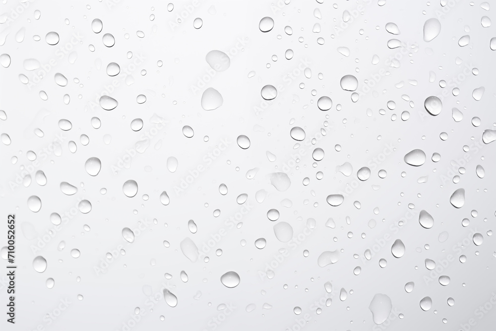Abstract Water Droplets on a Clean White Surface, Clean and Clear Raindrop Texture on a Grey Background Abstract Water Droplets on a Clean White Surface, Clean and Clear Raindrop Texture on a Grey Background