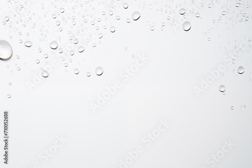 Abstract Water Droplets on a Clean White Surface, Clean and Clear Raindrop Texture on a Grey Background